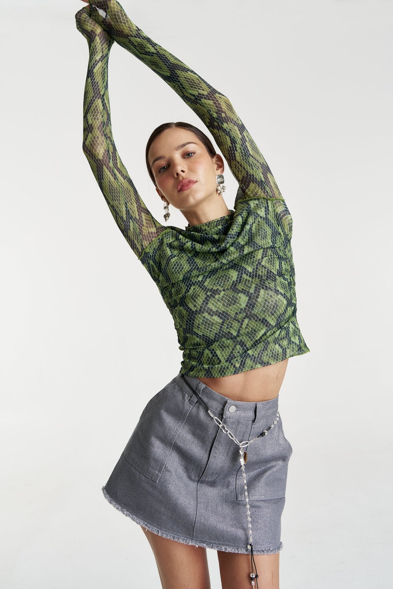 Mesh LS Rouched Skivvy - Viper - Summi Summi - Women's fashion at The Freedom State