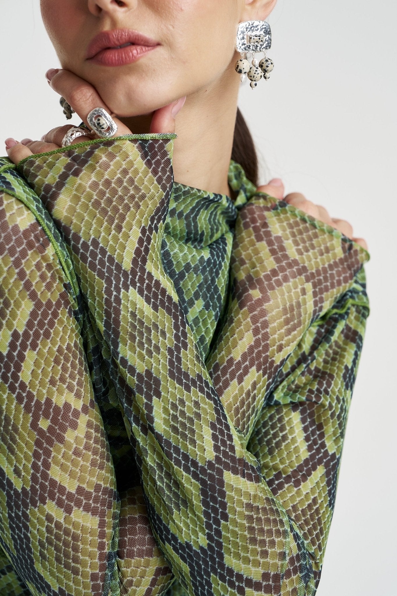Mesh LS Rouched Skivvy - Viper - Summi Summi - Women's fashion at The Freedom State
