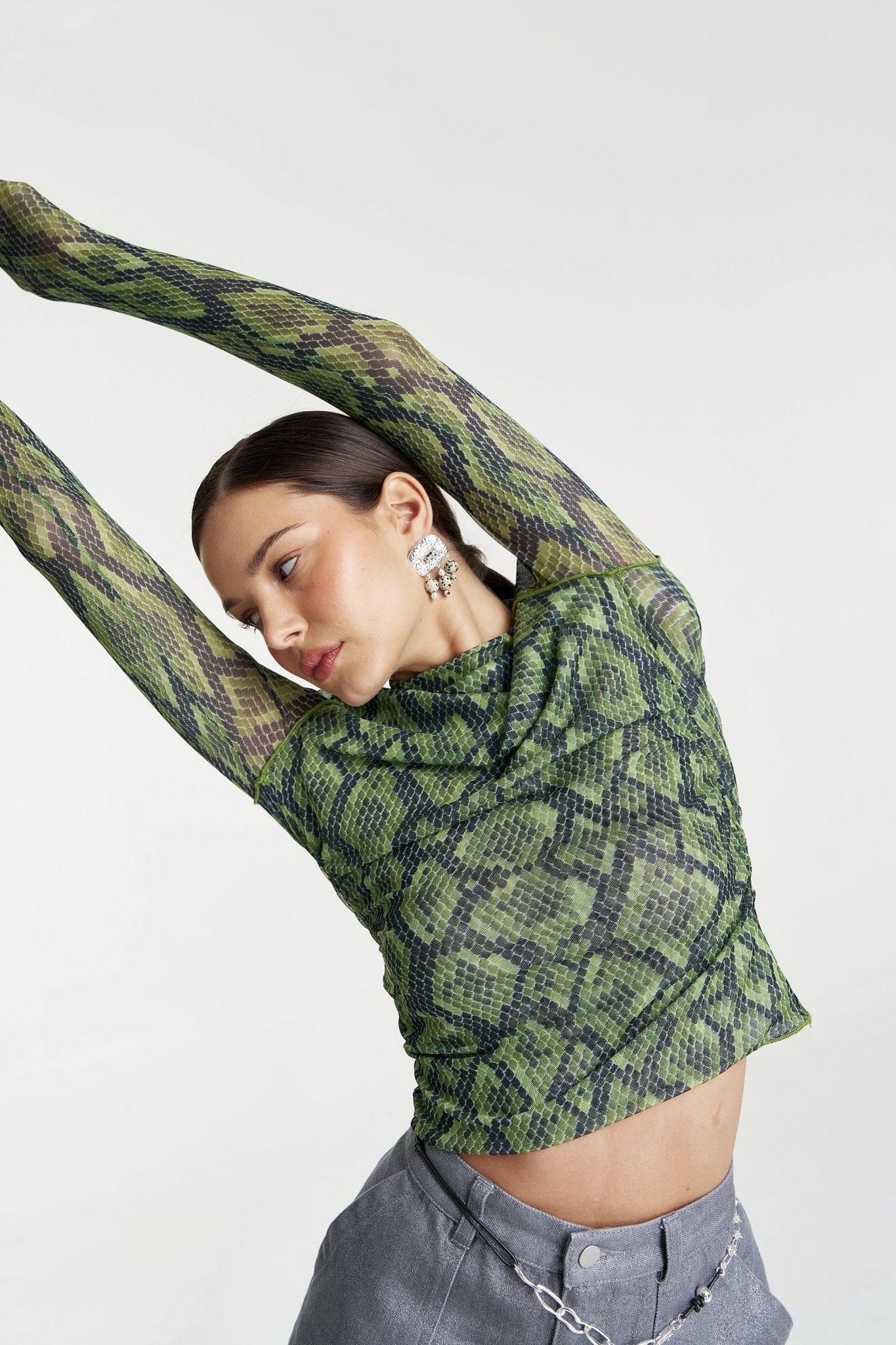 Mesh LS Rouched Skivvy - Viper - Summi Summi - Women's fashion at The Freedom State