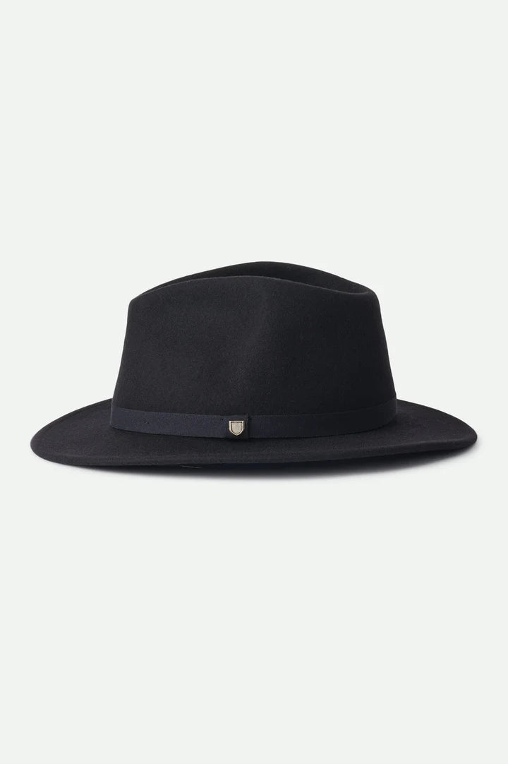 Messer Packable Fedora - Black/Black Band - Wide Brim Hat - Brixton - Women's fashion at The Freedom State