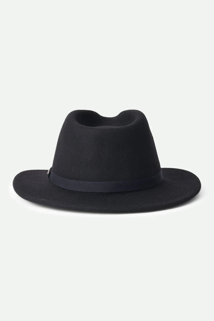 Messer Packable Fedora - Black/Black Band - Wide Brim Hat - Brixton - Women's fashion at The Freedom State