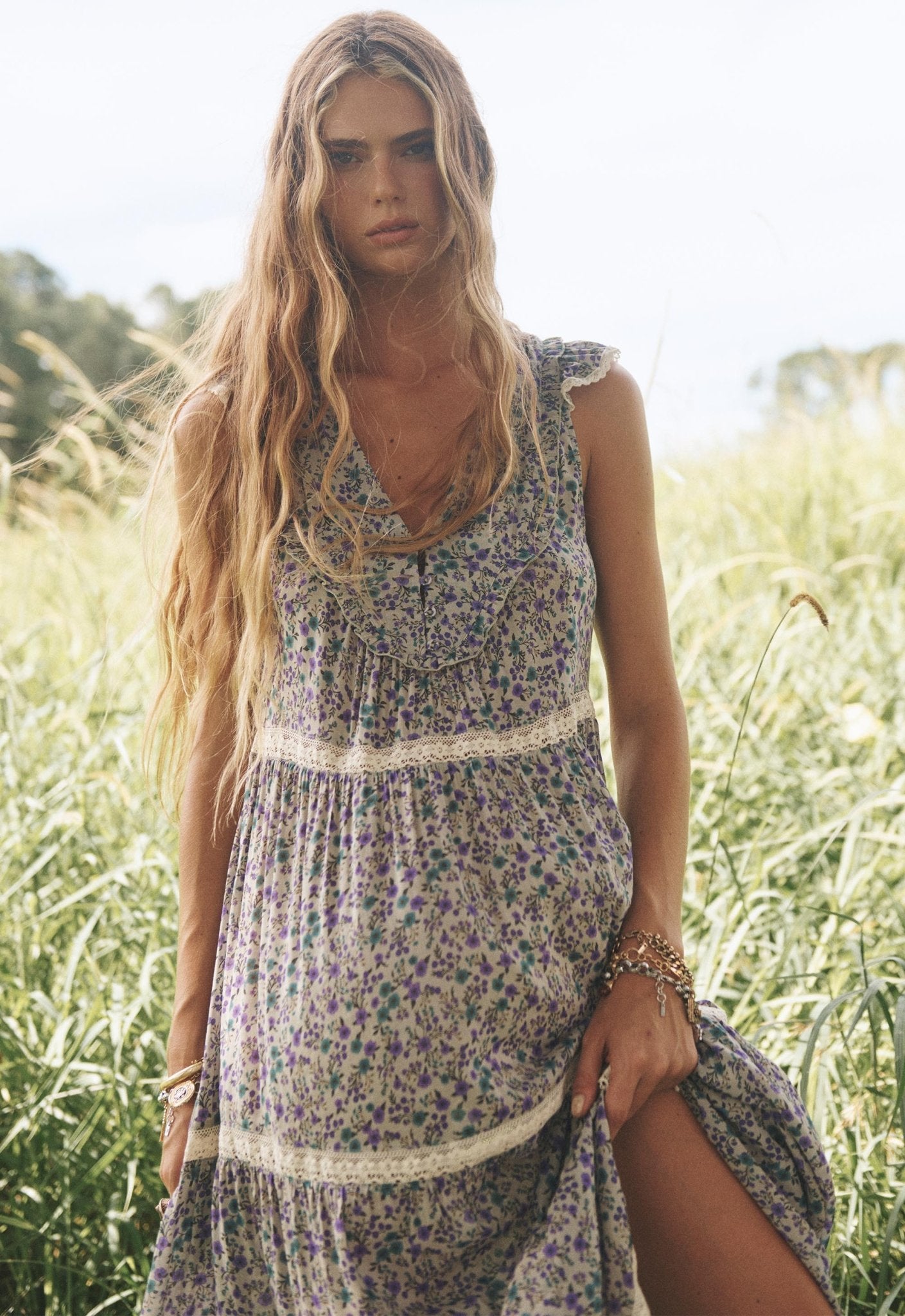Mimi - Rose Sleeveless Boho Dress - Violet Fields - Midi Dresses - Spell - Women's fashion at The Freedom State