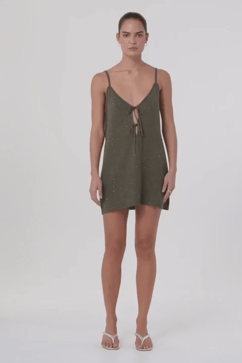 Mira Mini Dress - Olive Sparkle - Mini Dresses - Arcaa Movement