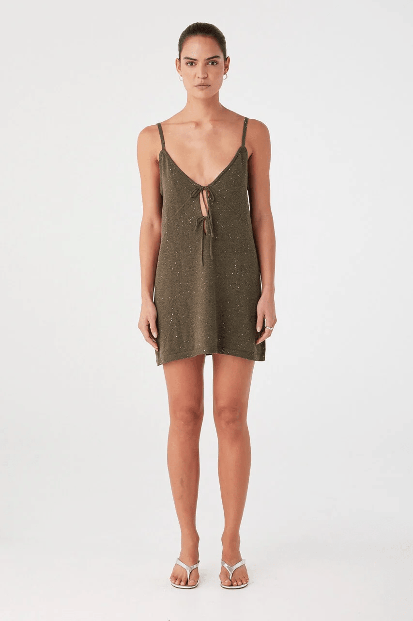 Mira Mini Dress - Olive Sparkle - Mini Dresses - Arcaa Movement