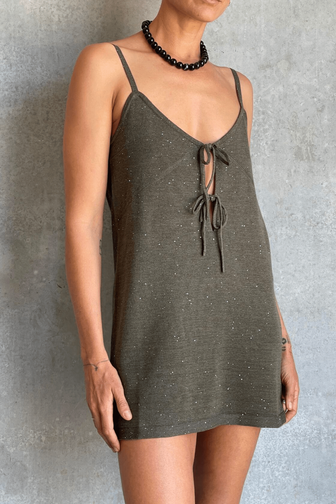 Mira Mini Dress - Olive Sparkle - Mini Dresses - Arcaa Movement