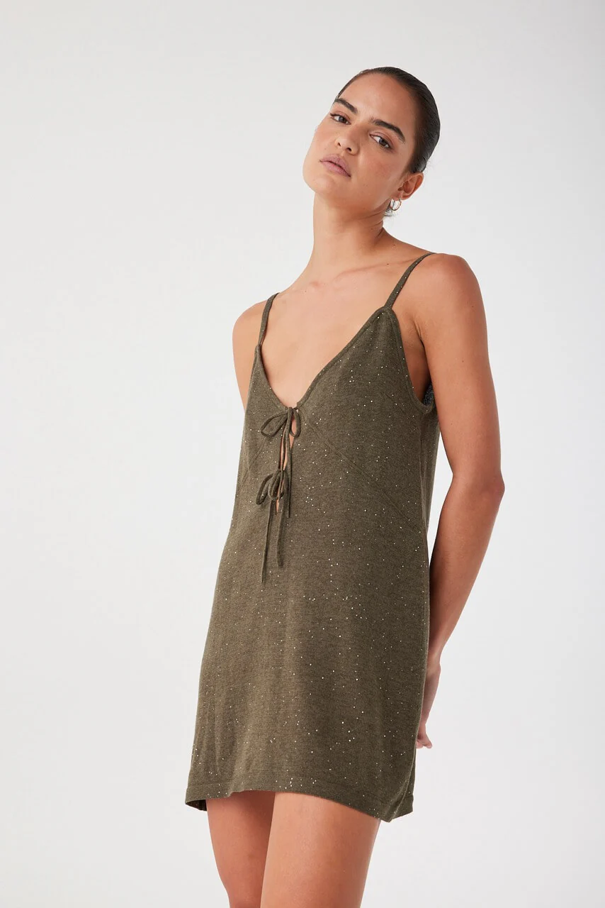 Mira Mini Dress - Olive Sparkle