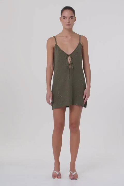 Mira Mini Dress - Olive Sparkle