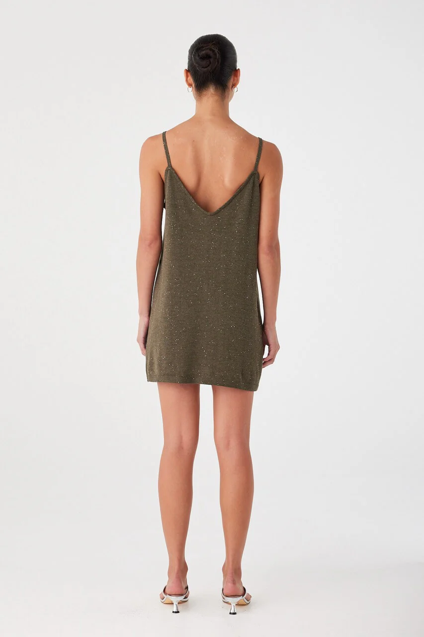 Mira Mini Dress - Olive Sparkle