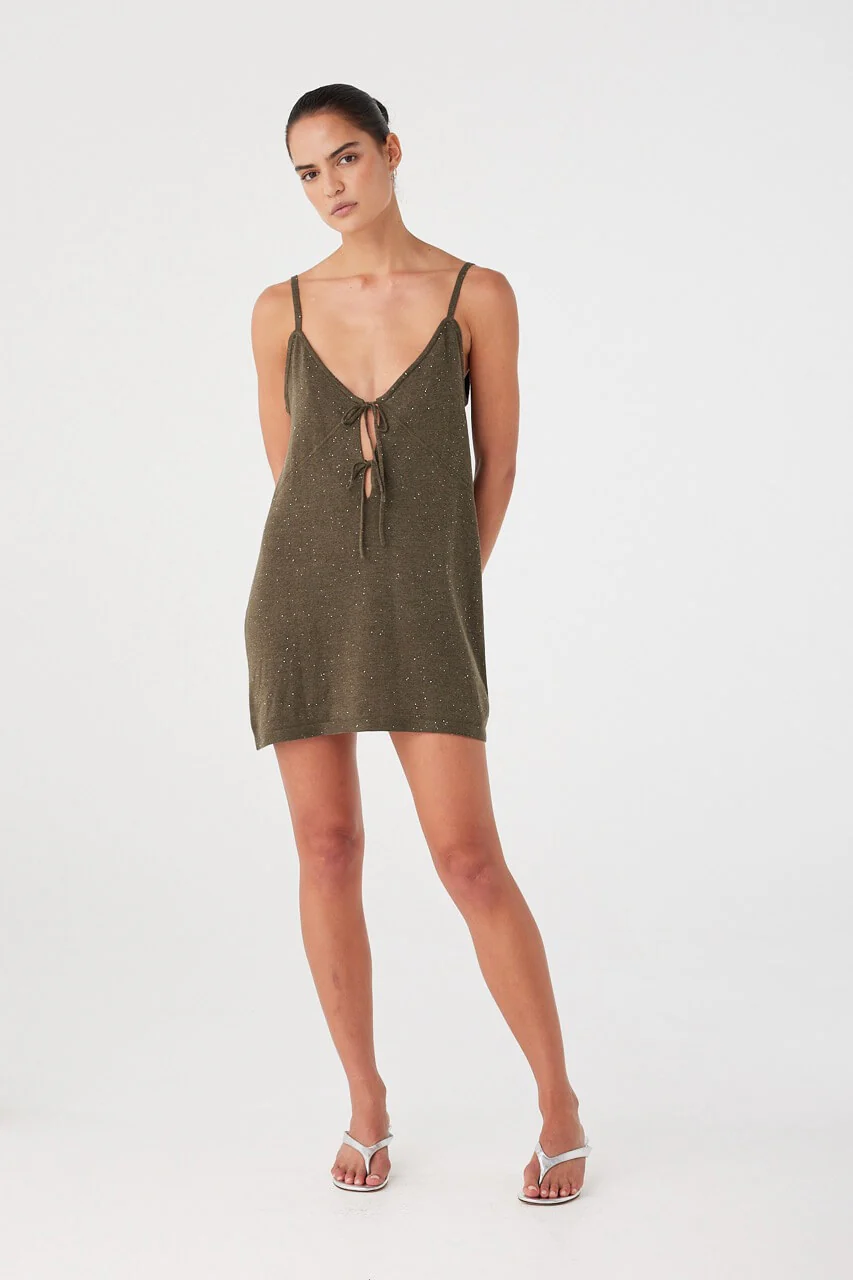 Mira Mini Dress - Olive Sparkle