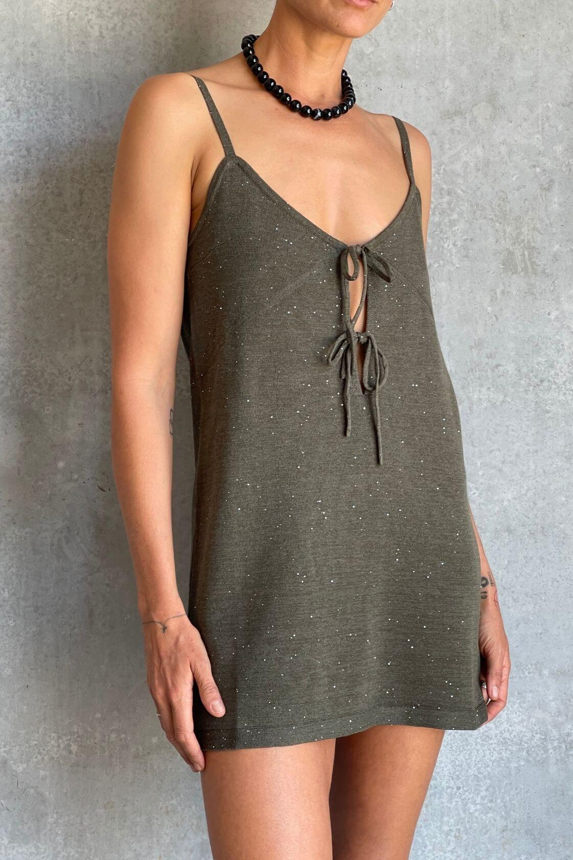 Mira Mini Dress - Olive Sparkle