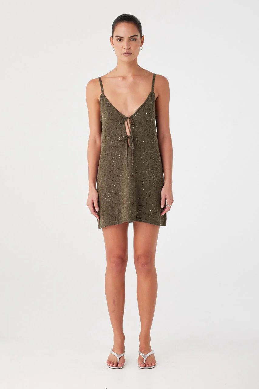 Mira Mini Dress - Olive Sparkle