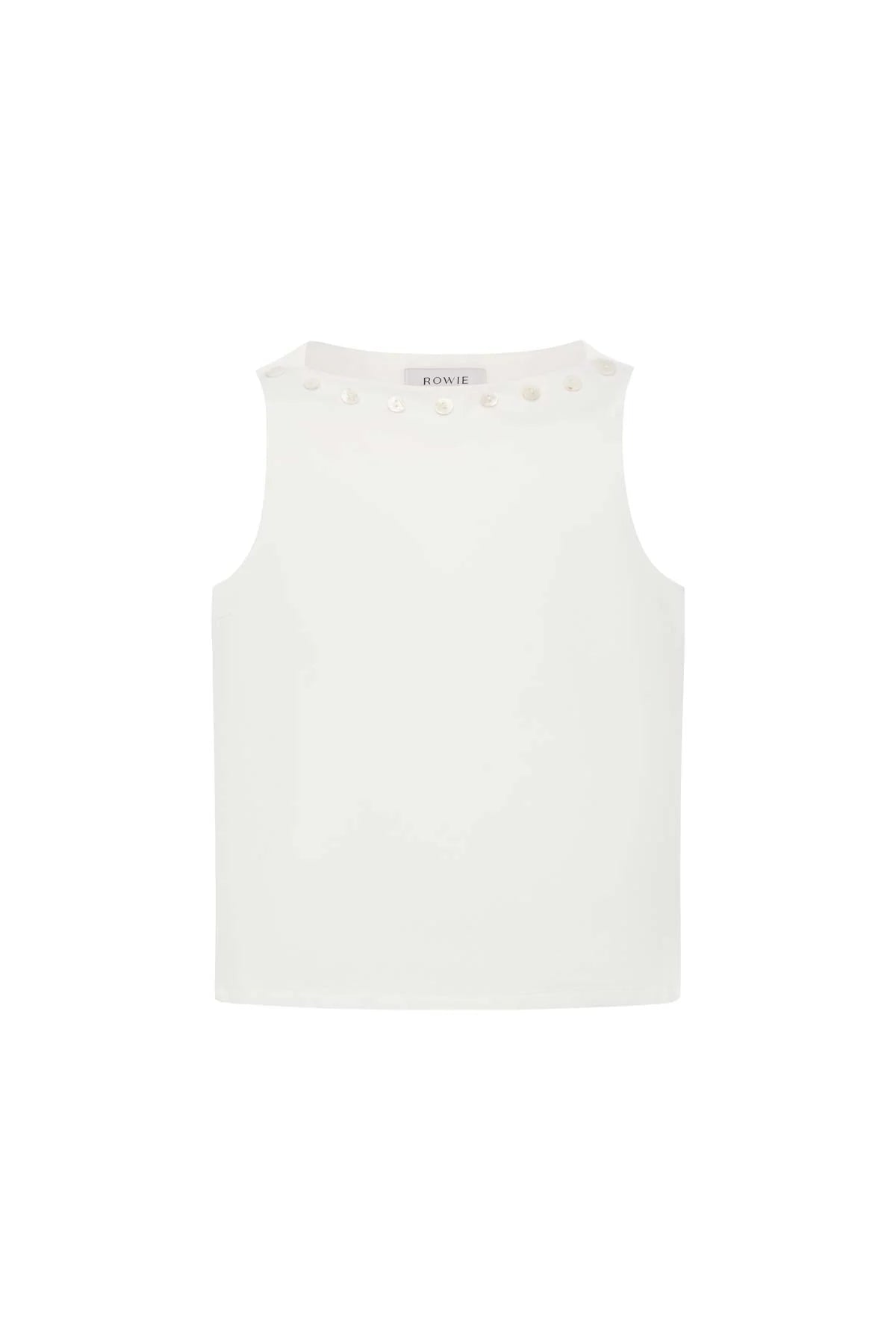 Muriel Button Boatneck Tank - Bone - Fashion Tops - Rowie The Label - Women's fashion at The Freedom State