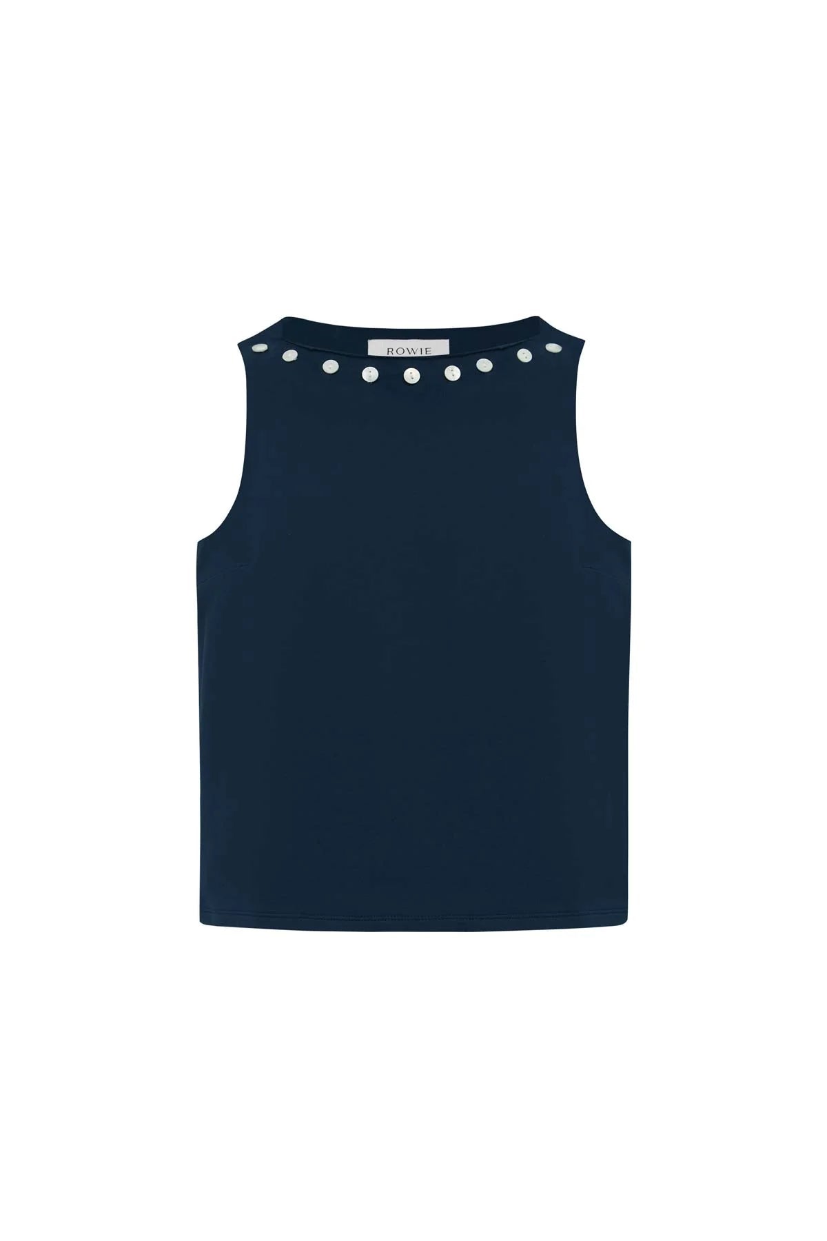 Muriel Button Boatneck Tank - Ink - Fashion Tops - Rowie The Label - Women's fashion at The Freedom State
