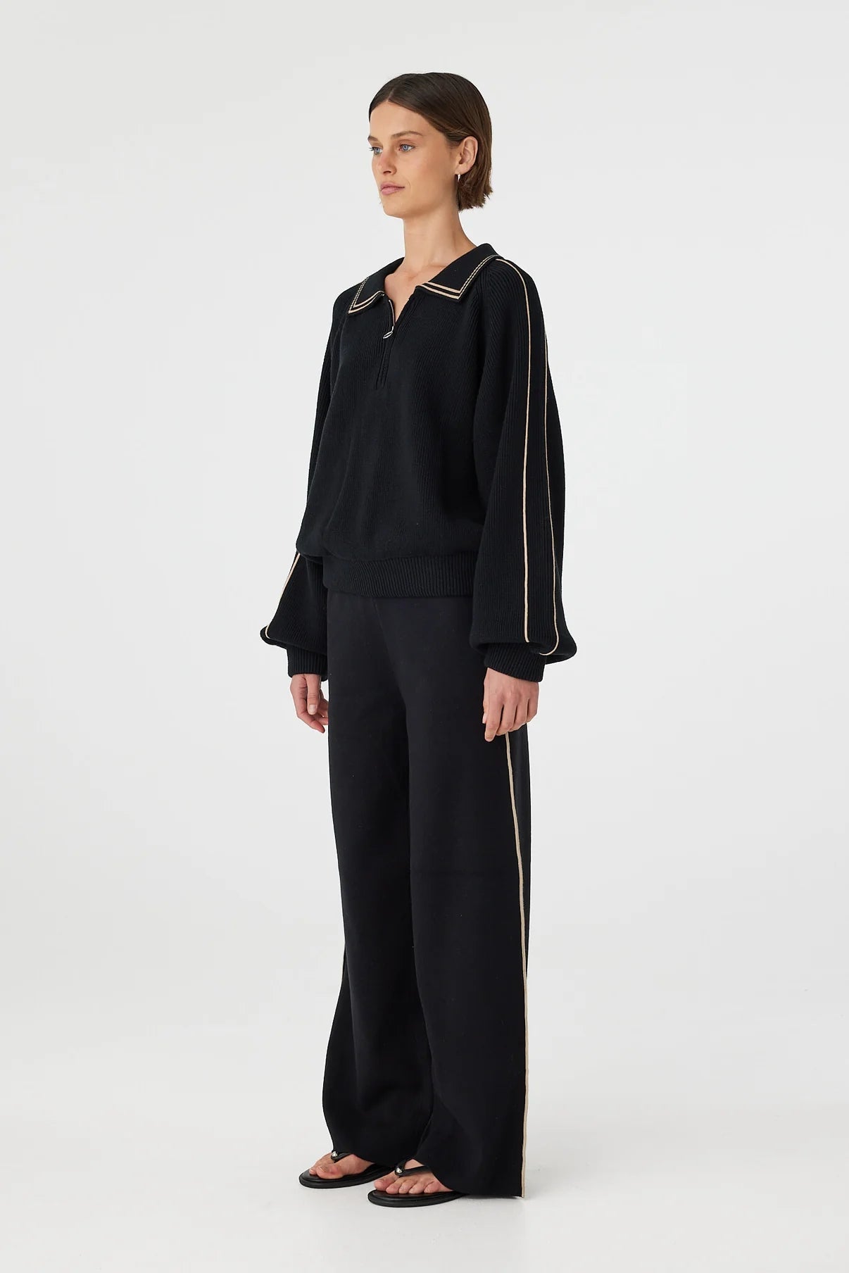 Nella Zip Sweater - Black/Taupe - Knitwear - Arcaa Movement - Women's fashion at The Freedom State
