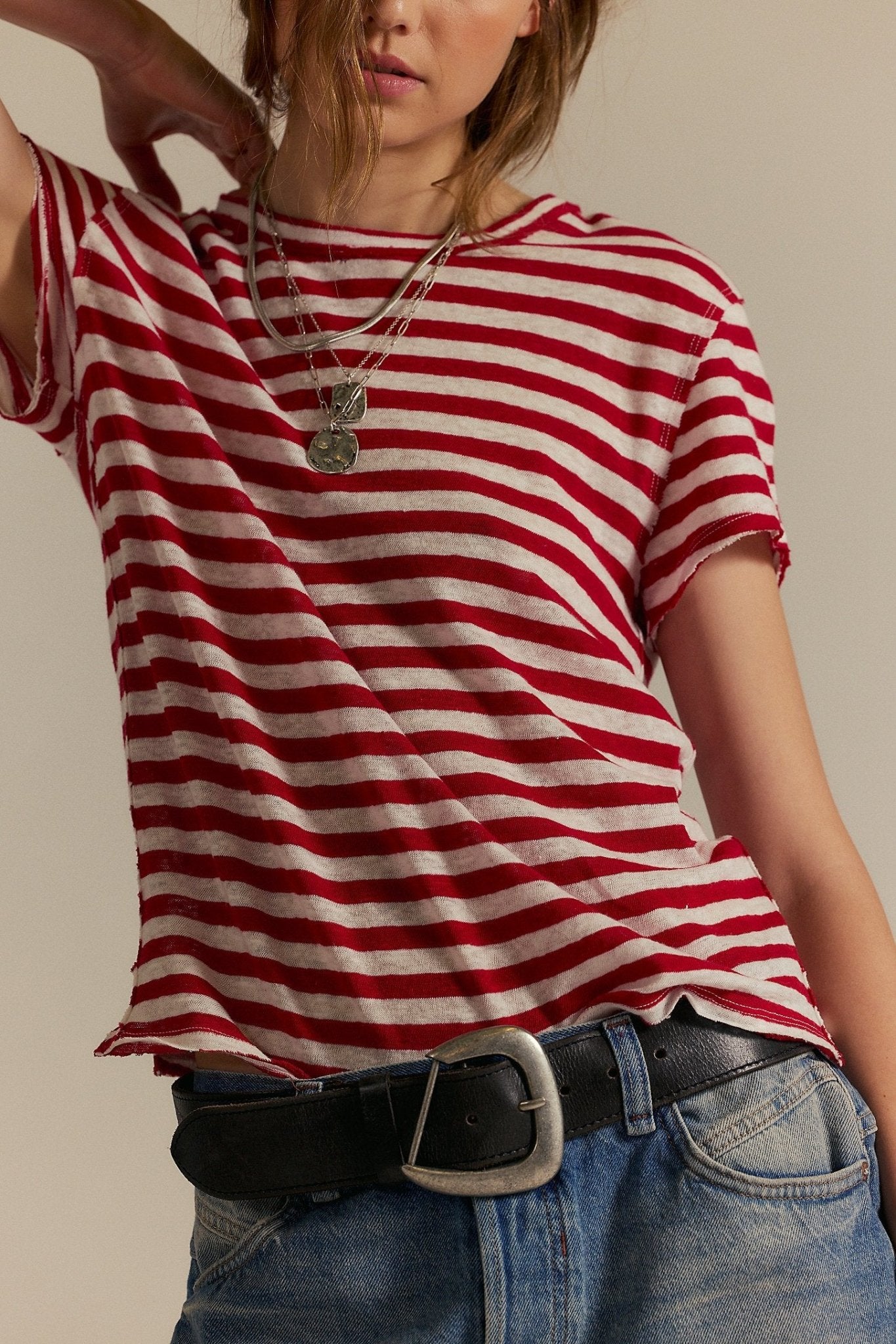 Nora Tee - Red Combo - T-Shirts - Free People - Women's fashion at The Freedom State