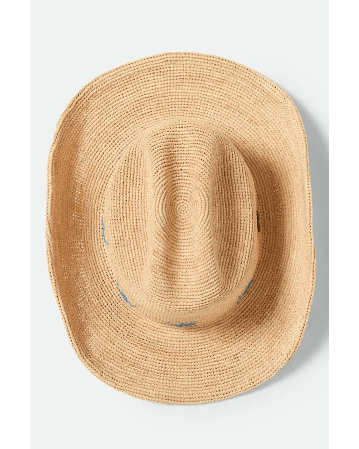 Odessa Straw Packable Cowboy - Tan/Sunrise Blue - Straw Hat - Brixton - Women's fashion at The Freedom State