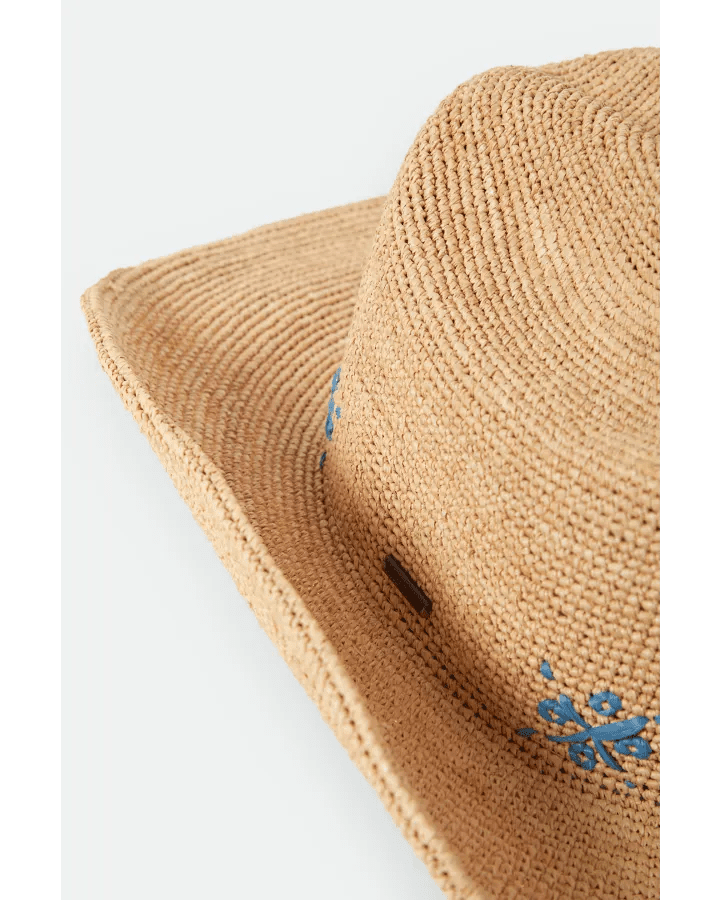 Odessa Straw Packable Cowboy - Tan/Sunrise Blue - Straw Hat - Brixton - Women's fashion at The Freedom State