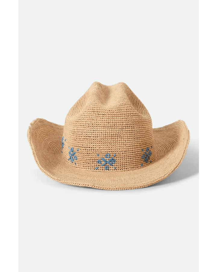 Odessa Straw Packable Cowboy - Tan/Sunrise Blue - Straw Hat - Brixton - Women's fashion at The Freedom State