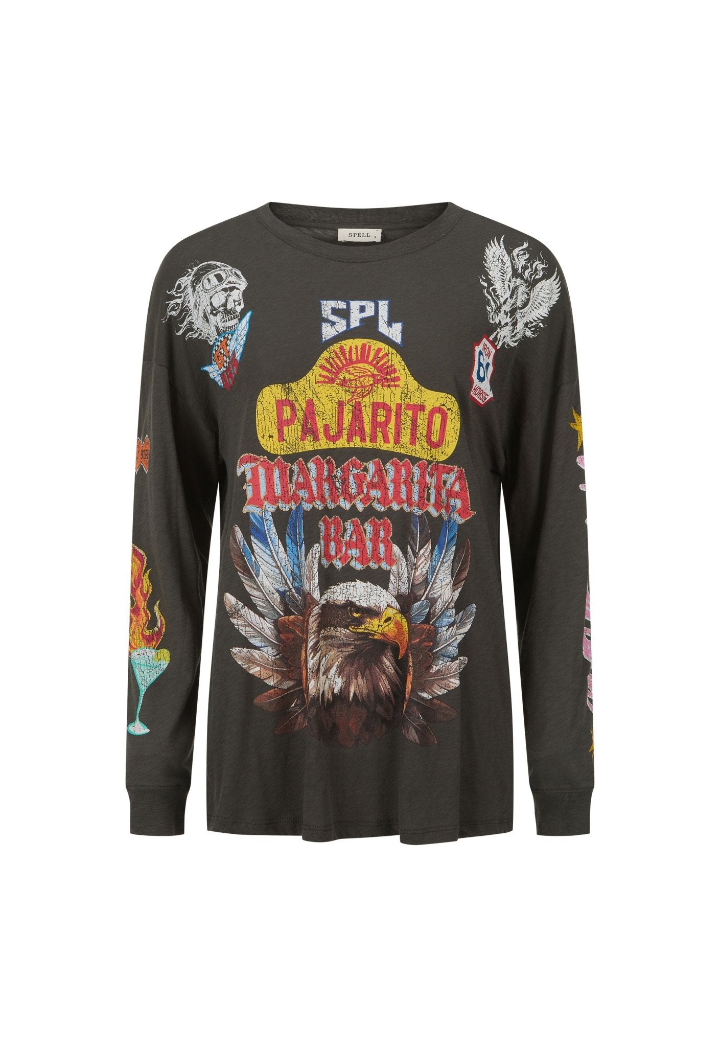 Pajarito Long Sleeve Tee - Charcoal - T-Shirts - Spell - Women's fashion at The Freedom State