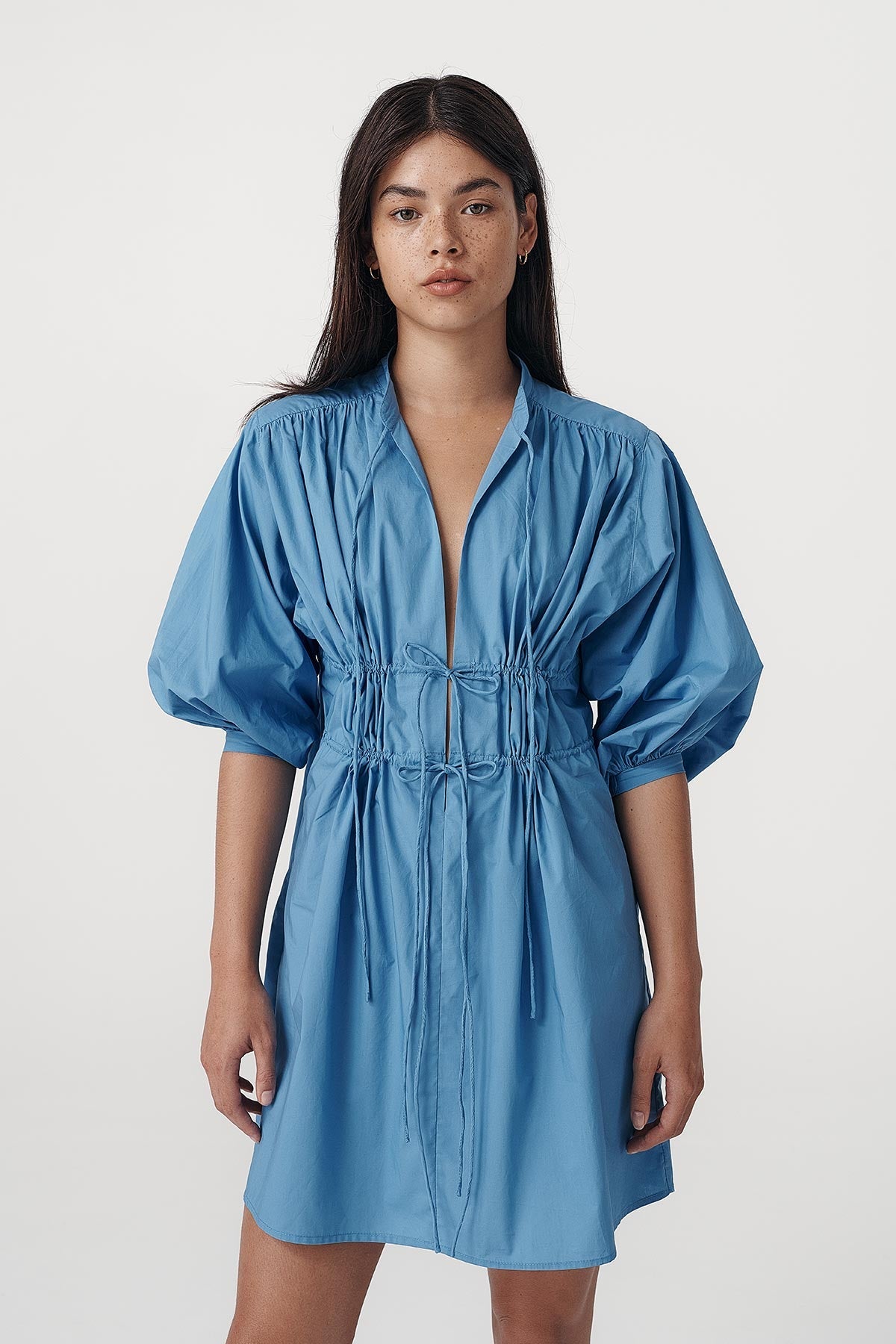 Piper Organic Mini Dress - Cerulean - Mini Dresses - Rowie The Label