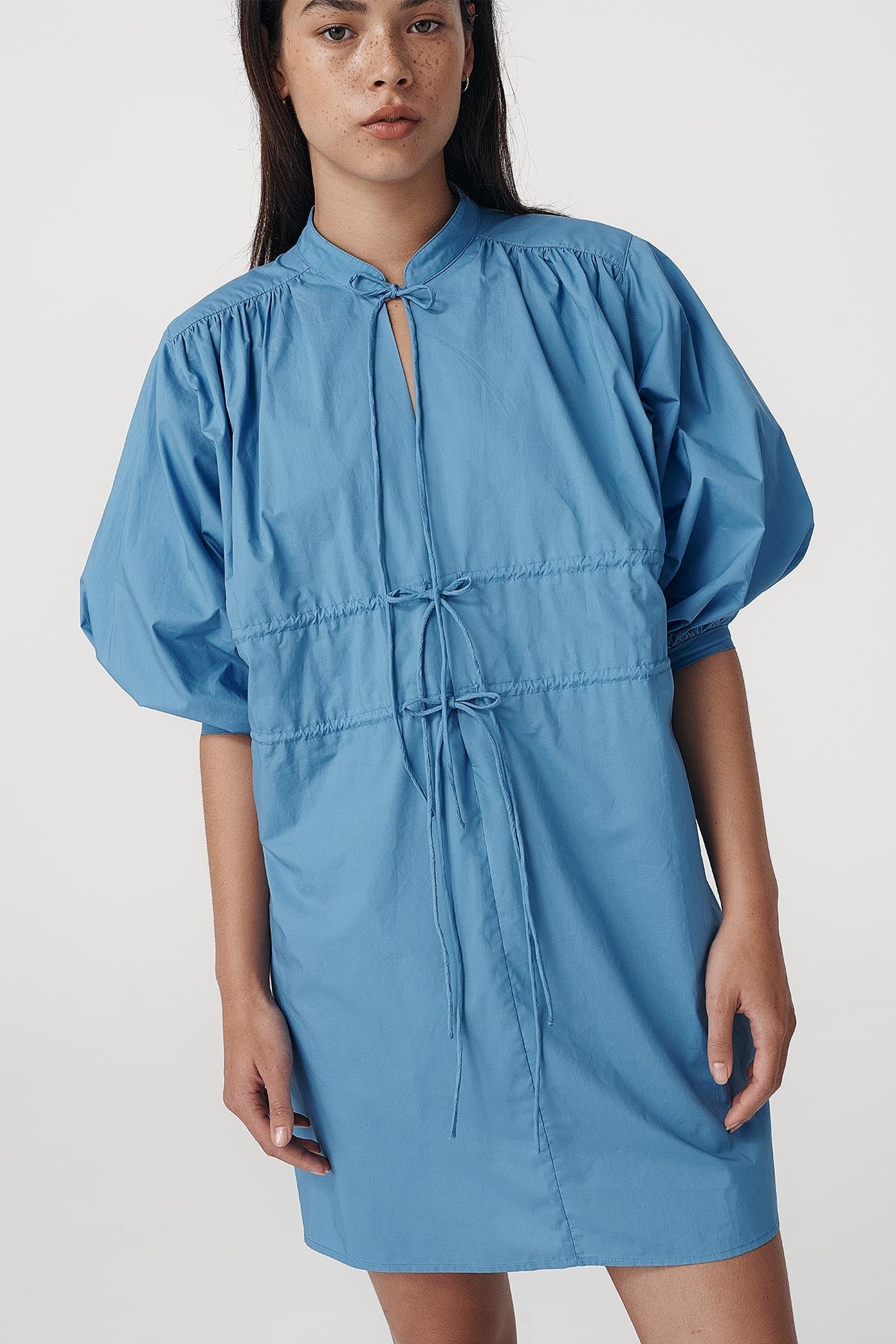Piper Organic Mini Dress - Cerulean - Mini Dresses - Rowie The Label