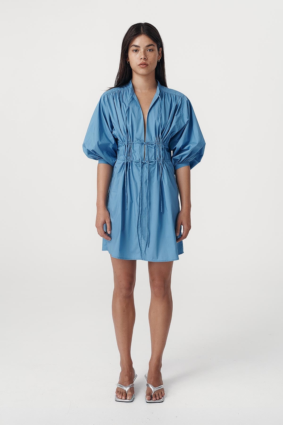 Piper Organic Mini Dress - Cerulean - Mini Dresses - Rowie The Label