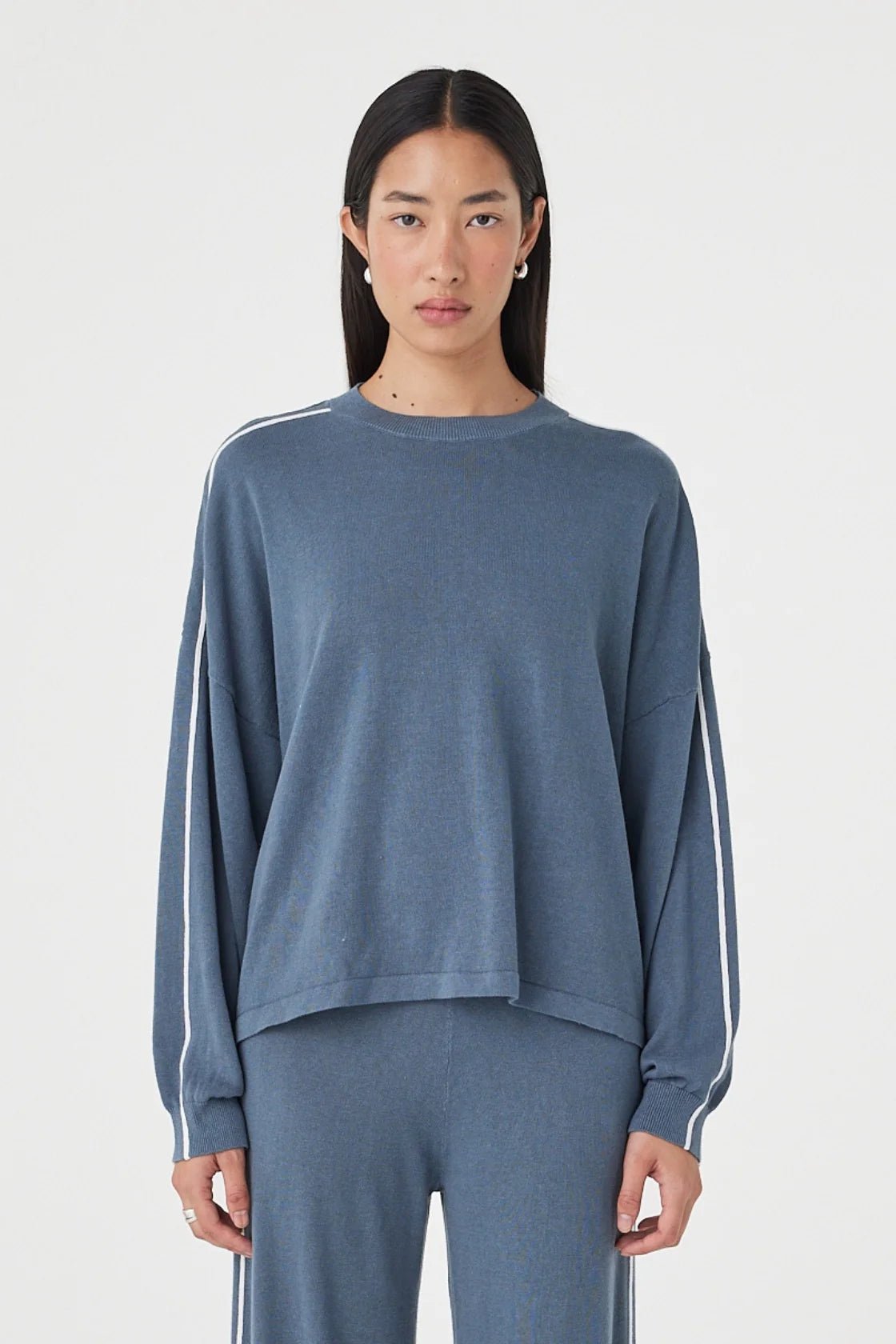 Pippa Long Sleeve Tee - Storm & Cream - Knitwear - Arcaa Movement - Women's fashion at The Freedom State