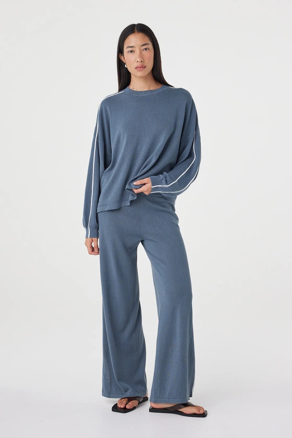 Pippa Long Sleeve Tee - Storm & Cream - Knitwear - Arcaa Movement - Women's fashion at The Freedom State