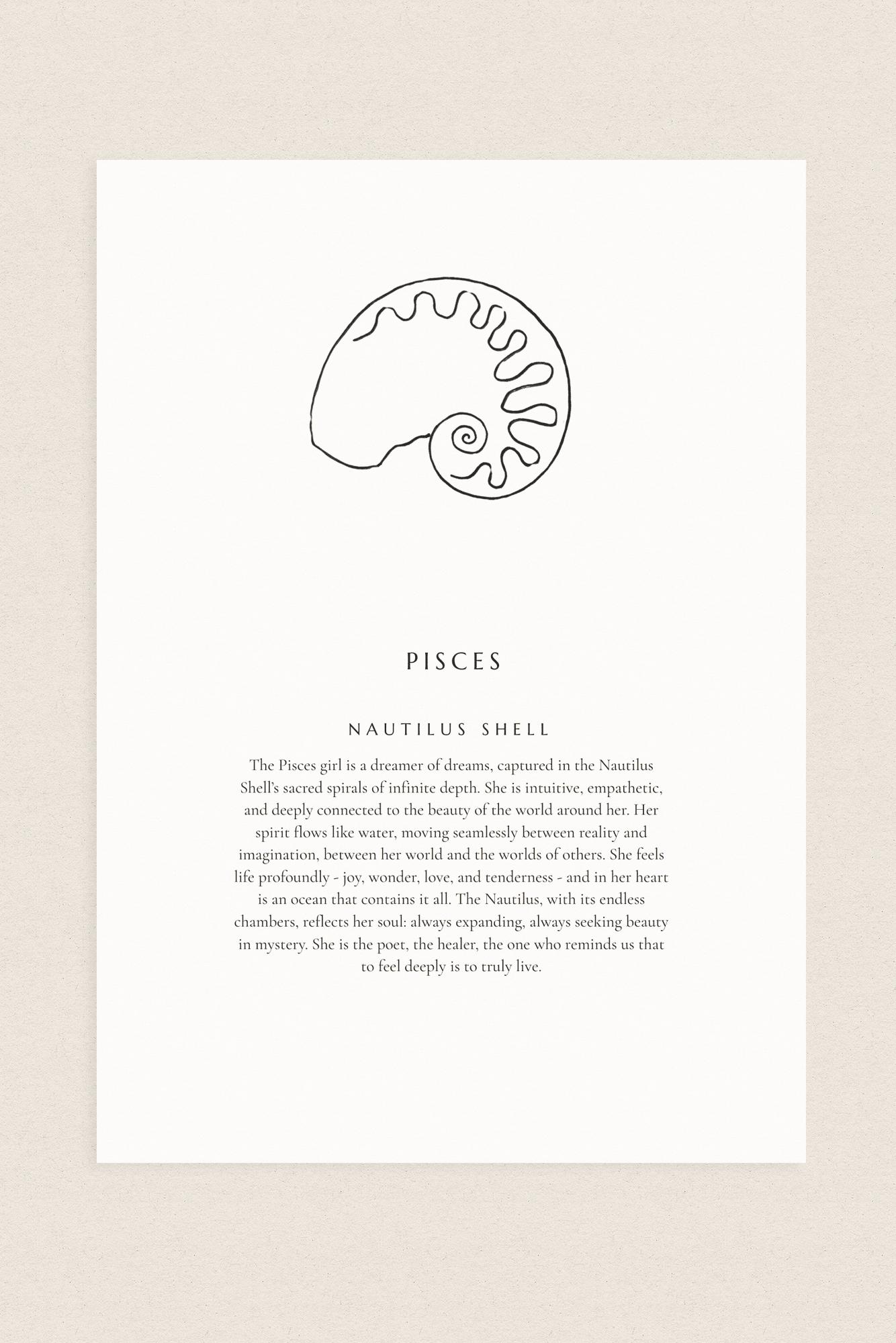 Pisces Zodiac Shell Print – Nautilus - Prints - The Freedom State - Women's fashion at The Freedom State