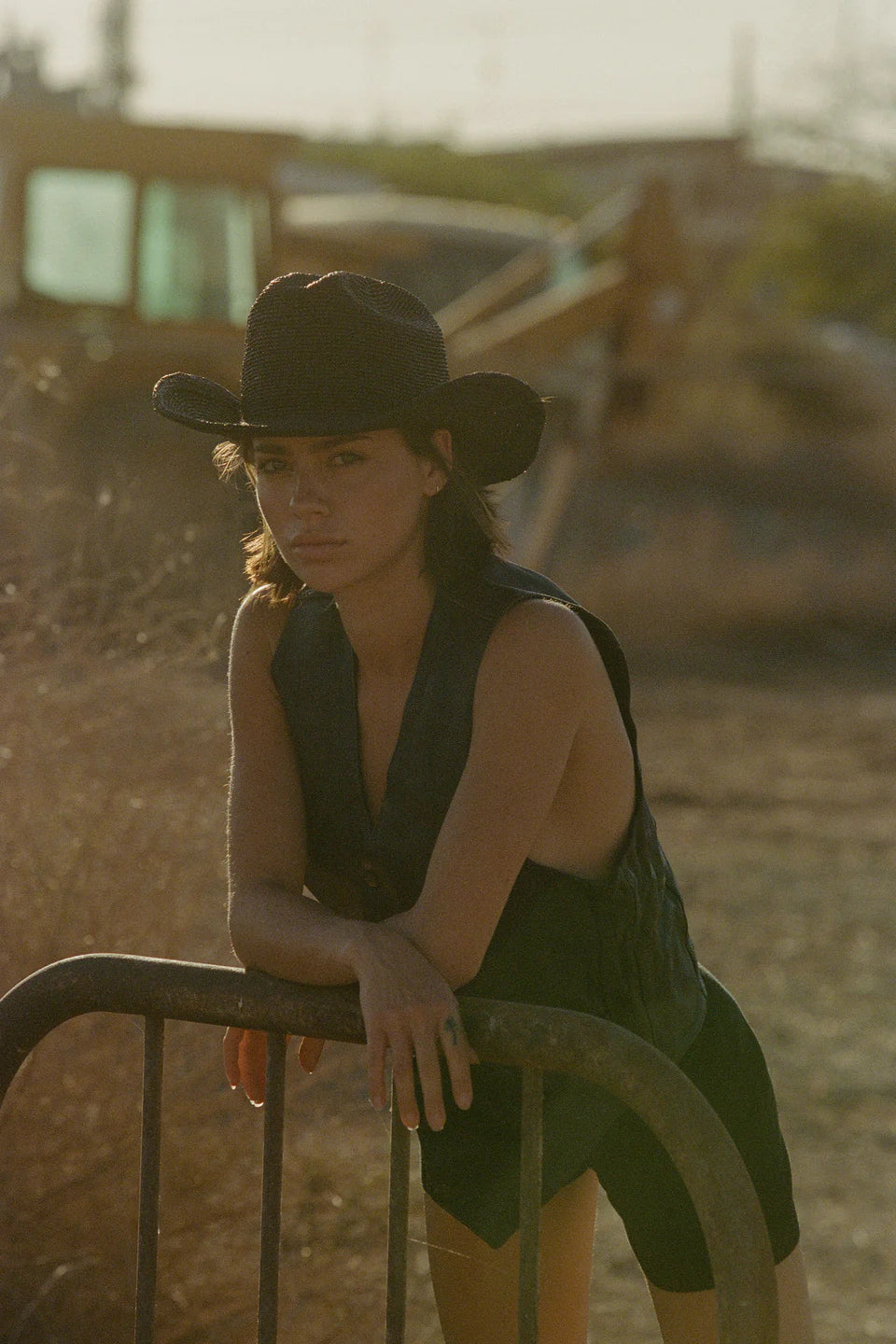 Raffia Cowboy Hat - Noir