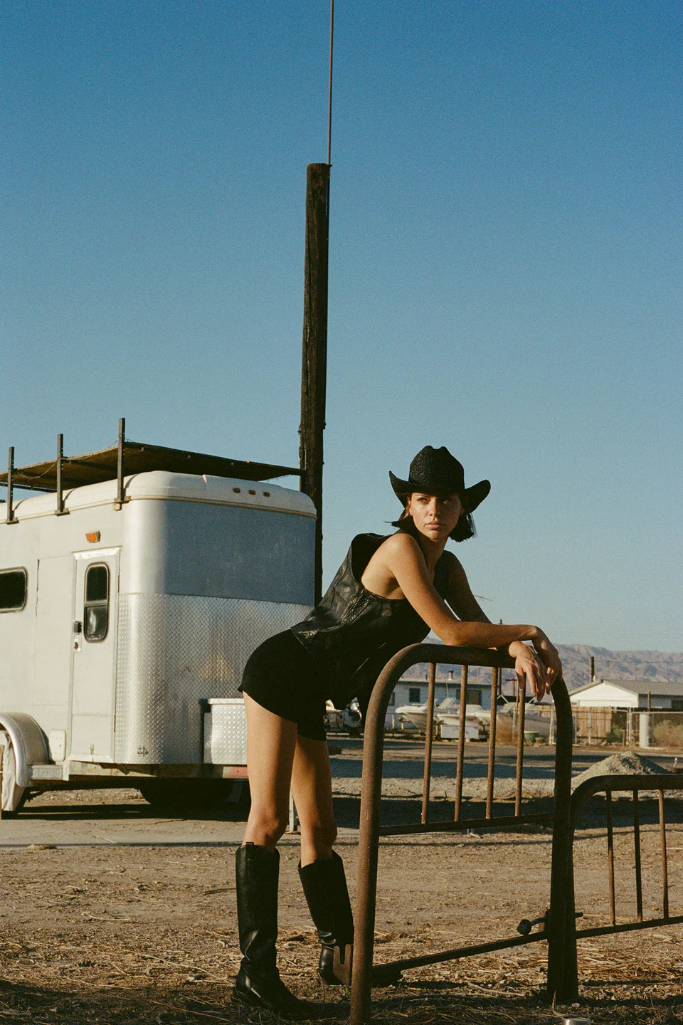 Raffia Cowboy Hat - Noir