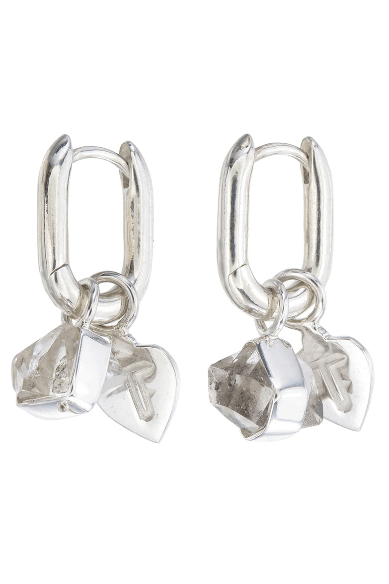 Rough Gem Charm Earrings - Diamond Quartz - Silver - Earrings - Tiger Frame - Women's fashion at The Freedom State
