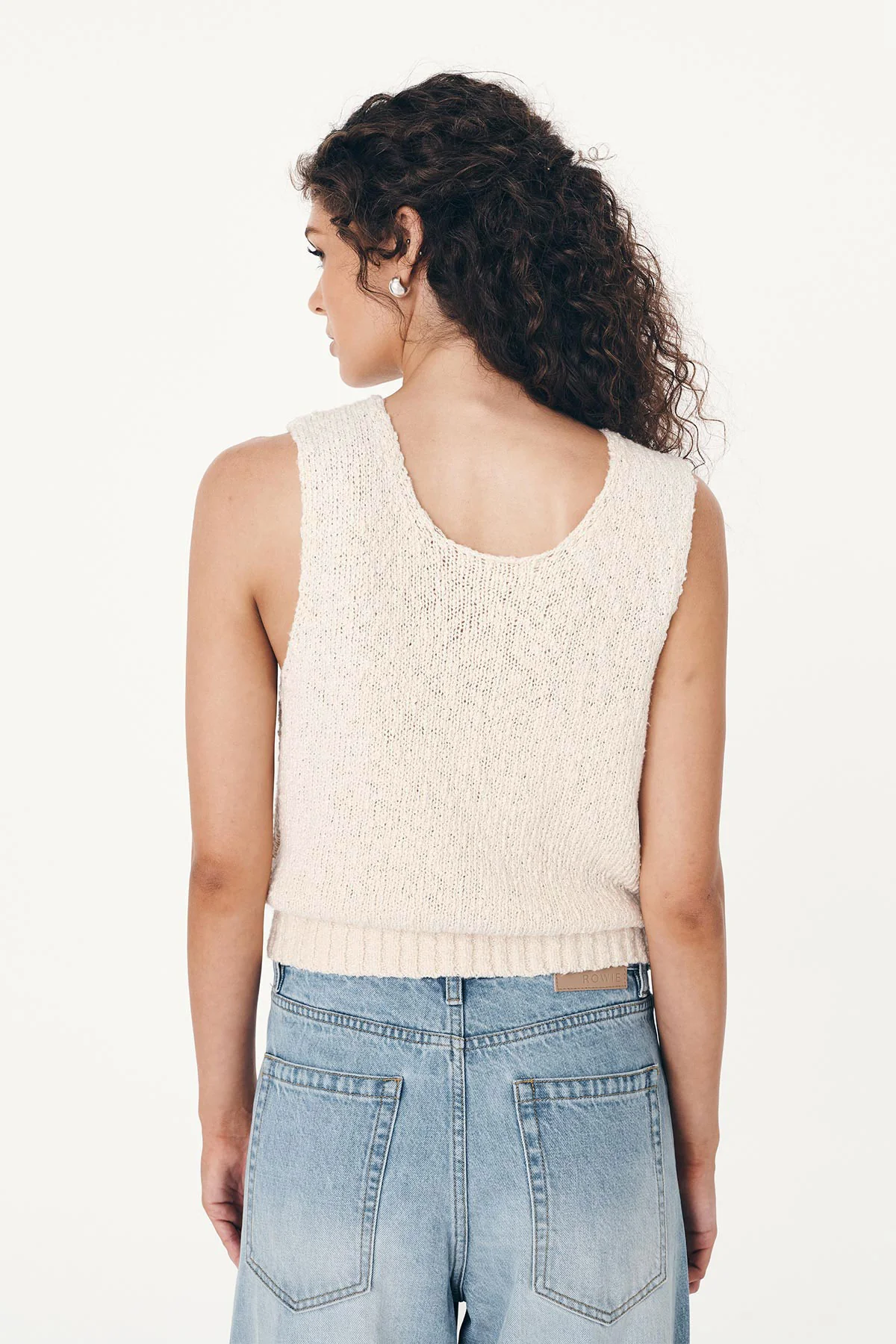 Catalina Crop Knit Tank - Creme