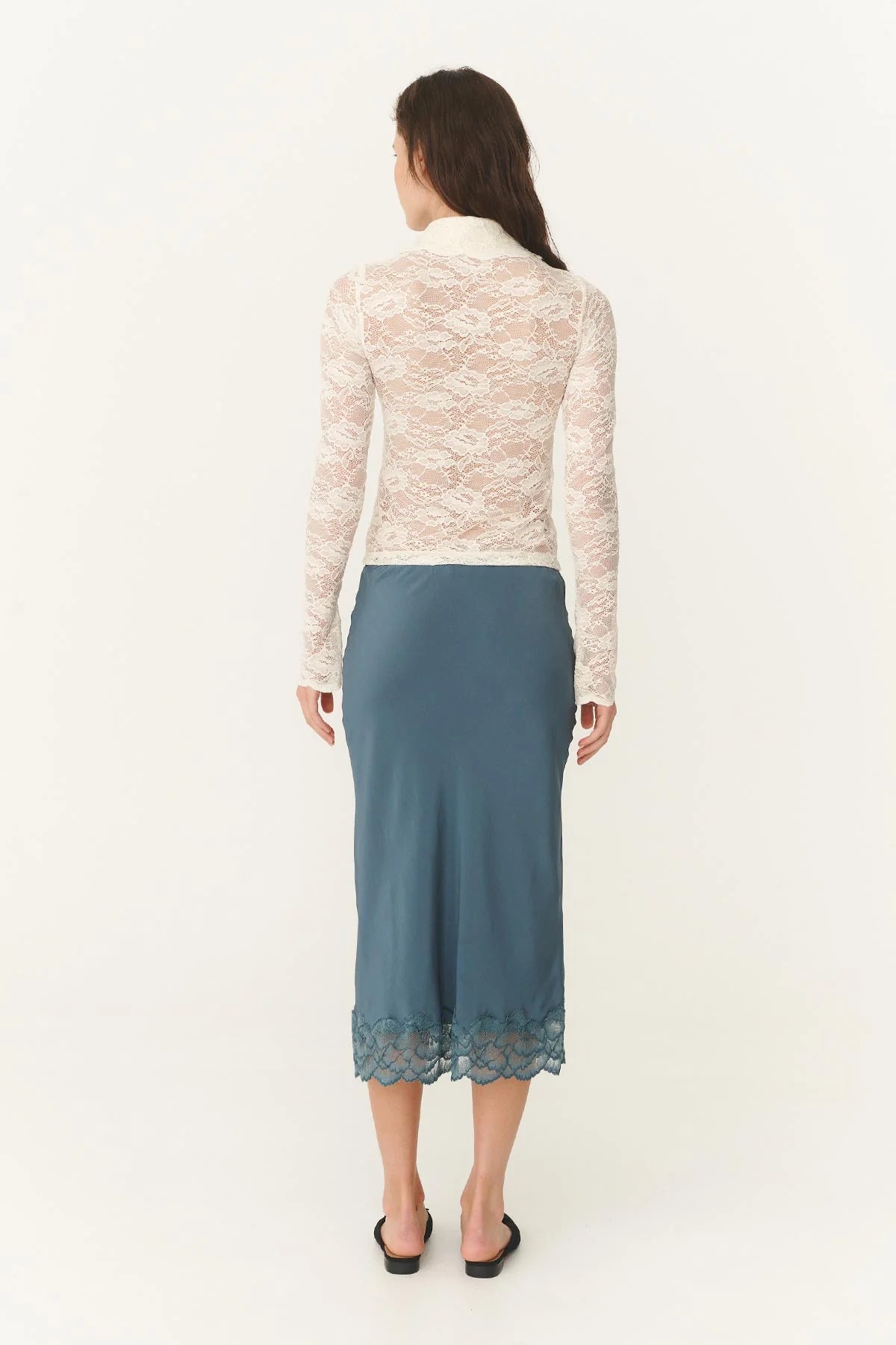 Marina Silk Midi Skirt - Teal Blue