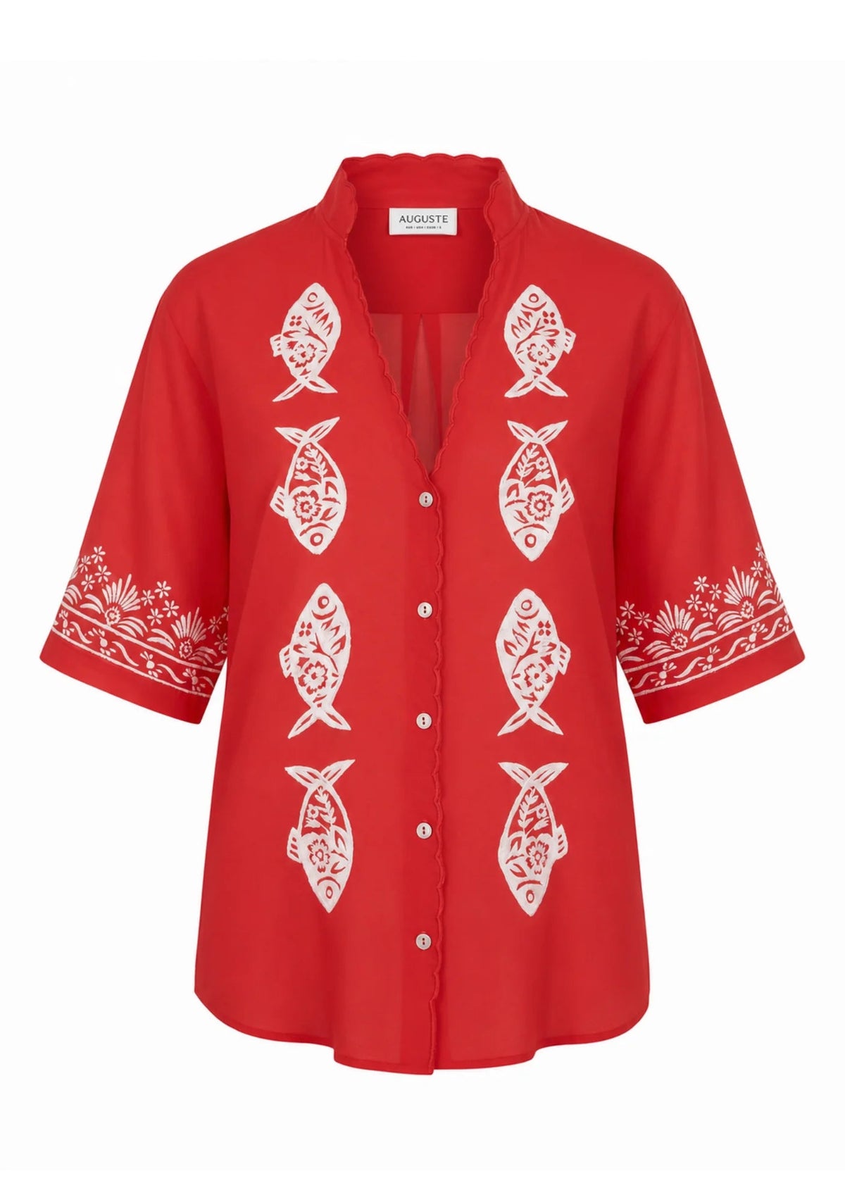 Sardine Embroidered Blouse - Red - Fashion Tops - Auguste The Label - Women's fashion at The Freedom State