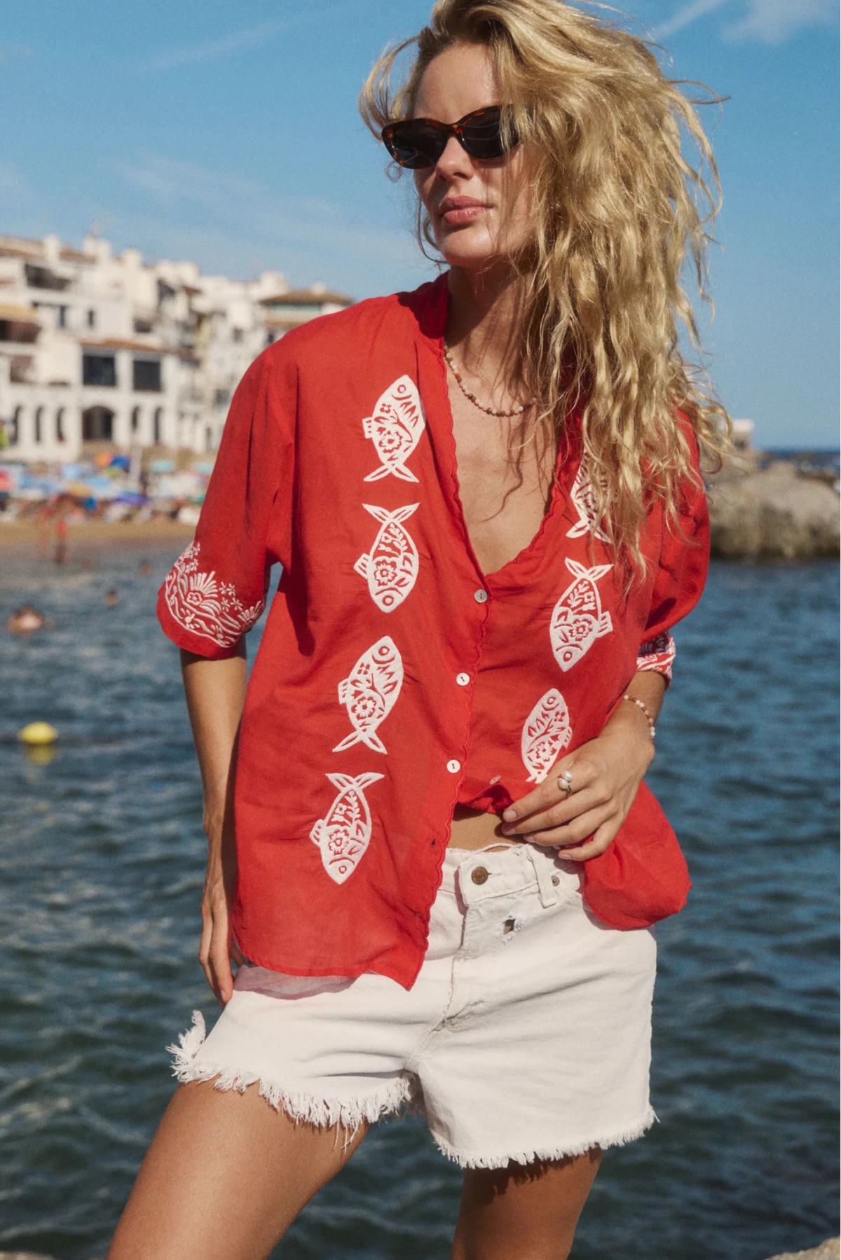 Sardine Embroidered Blouse - Red - Fashion Tops - Auguste The Label - Women's fashion at The Freedom State