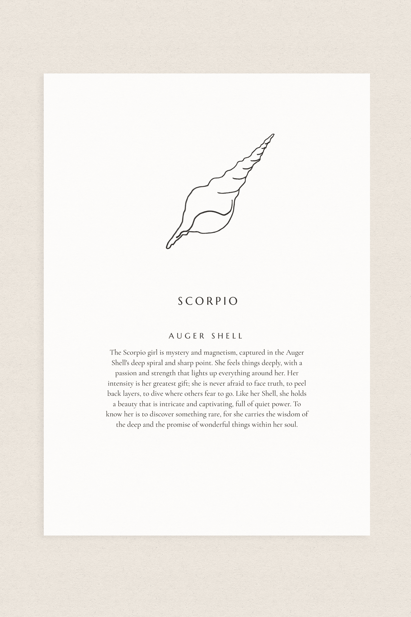 Scorpio Zodiac Shell Print – Auger - Prints - The Freedom State - Women's fashion at The Freedom State