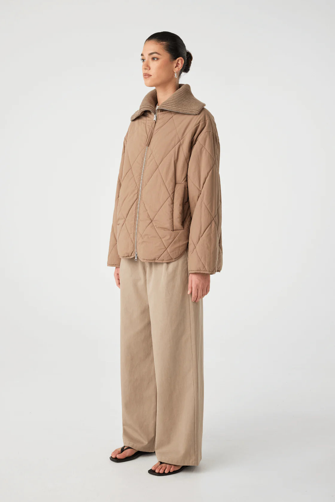 Reece Quilted Jacket - Taupe