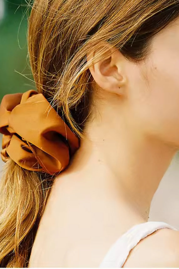 Oversized Satin Scrunchie - Wine