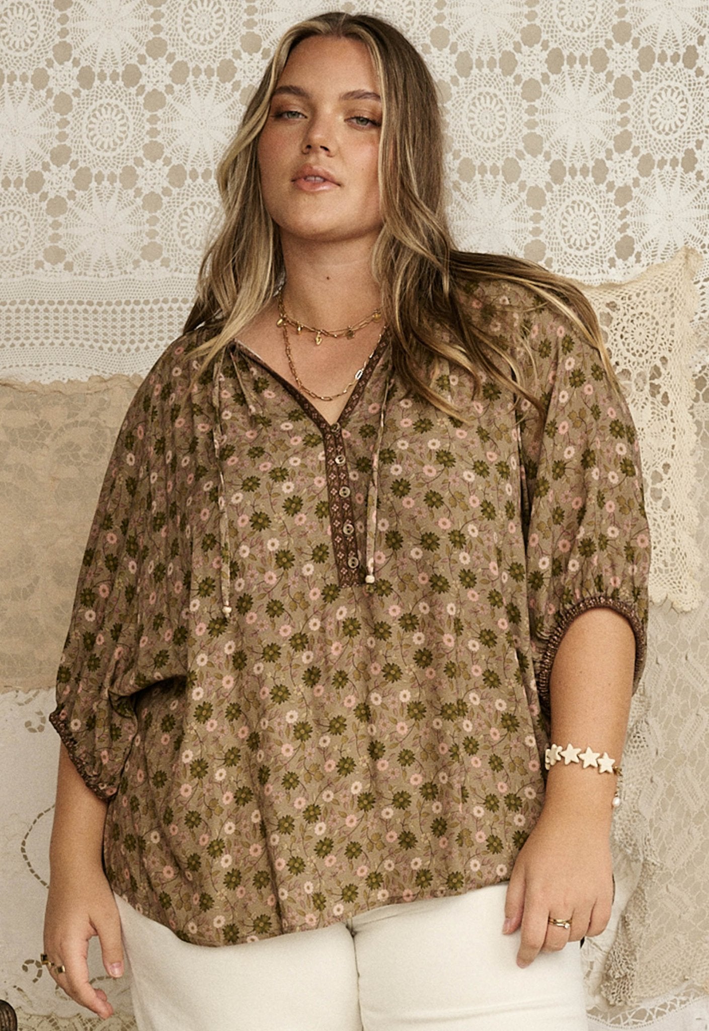Swan Lake Short Sleeve Blouse - Sage - Fashion Tops - Spell - Women's fashion at The Freedom State