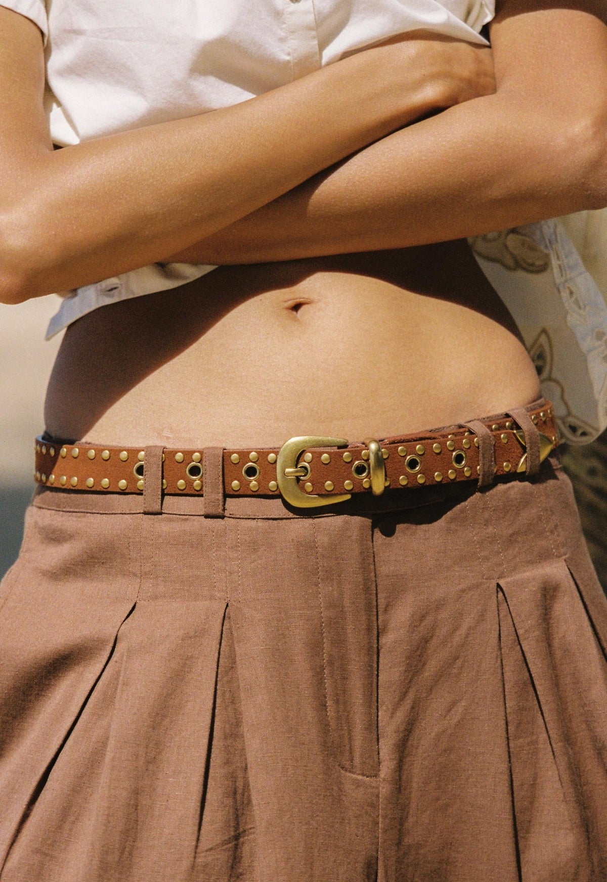 Tempest Studded Suede Belt - Tan - Belts - Spell - Women's fashion at The Freedom State