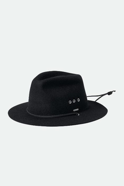 Wesley AW Packable Fedora - Black - Wide Brim Hat - Brixton - Women's fashion at The Freedom State