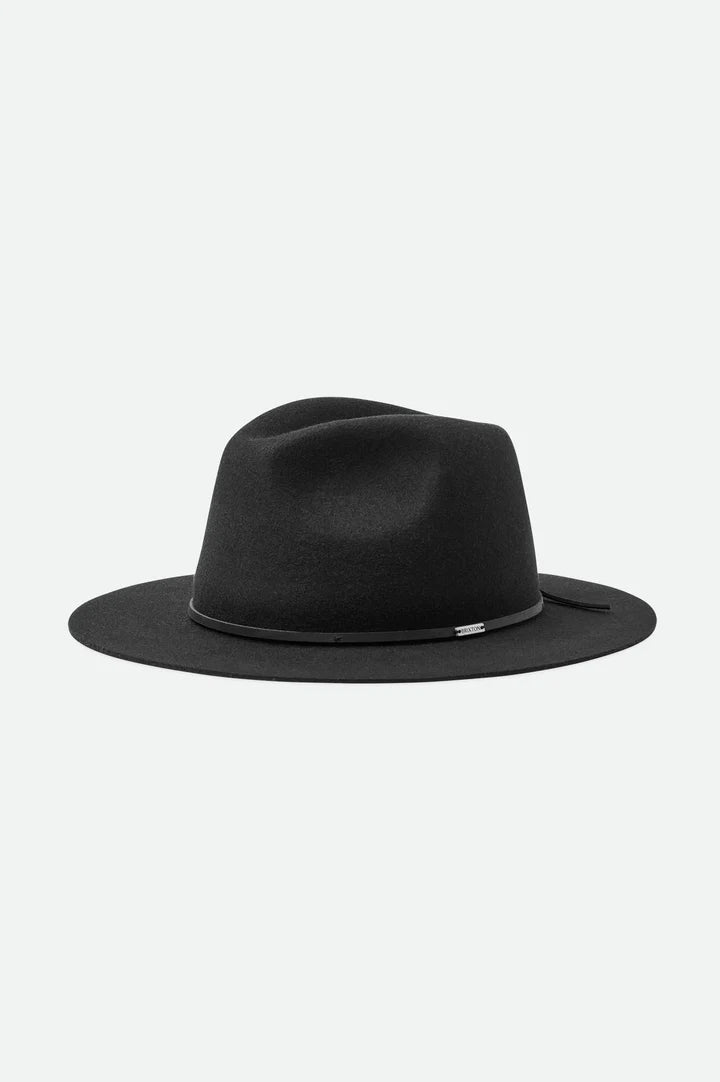 Wesley Fedora - Black - Wide Brim Hat - Brixton - Women's fashion at The Freedom State
