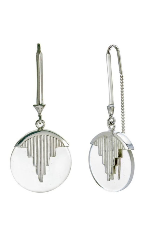 Mini Aurora Pendulum Earrings - Clear Quartz - Silver