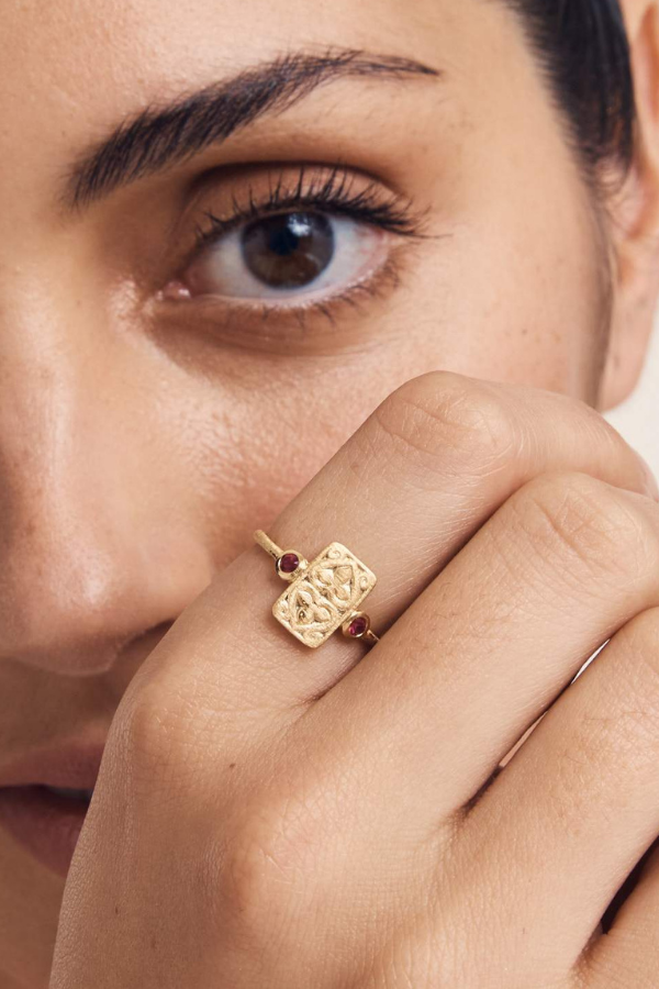 Ruby Seal Ring - Gold