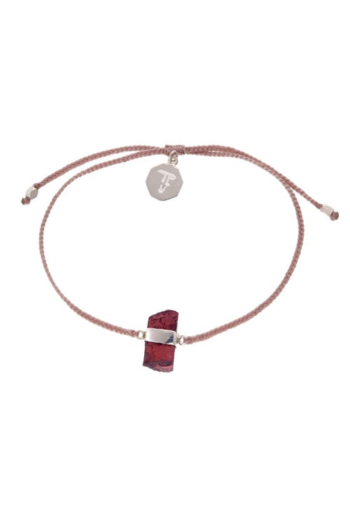 Rough Garnet Crystal Bracelet | Dusty Pink - Silver