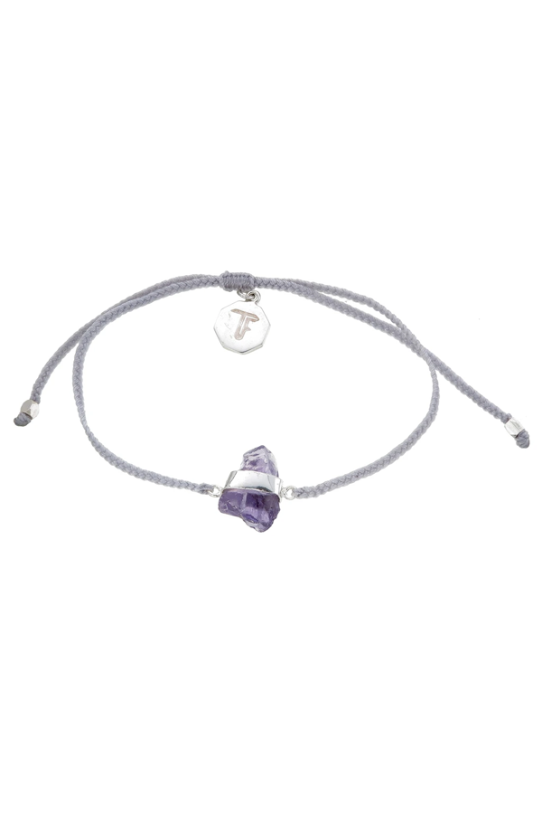 Amethyst Crystal Bracelet | Pastel Grey - Silver