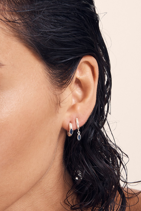 Chrysalis Earrings Sapphire - Silver