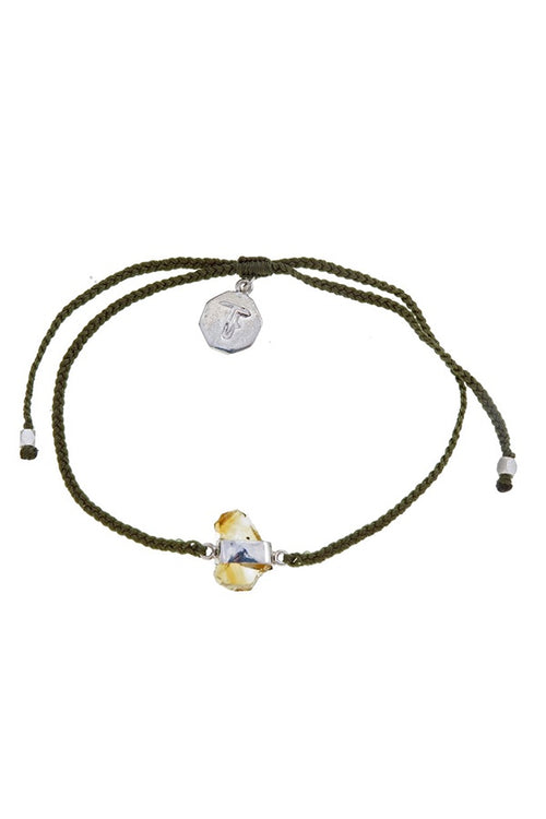Citrine Crystal Bracelet - Olive Green - Silver