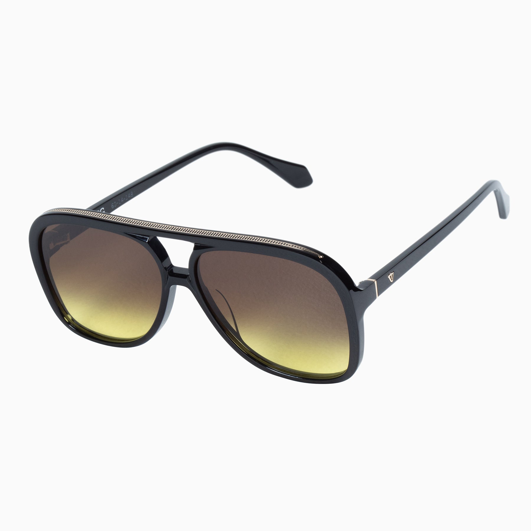 Bang | Sunglasses - Gloss Black w. Gold Metal Trim / Brown to Yellow Gradient Lens